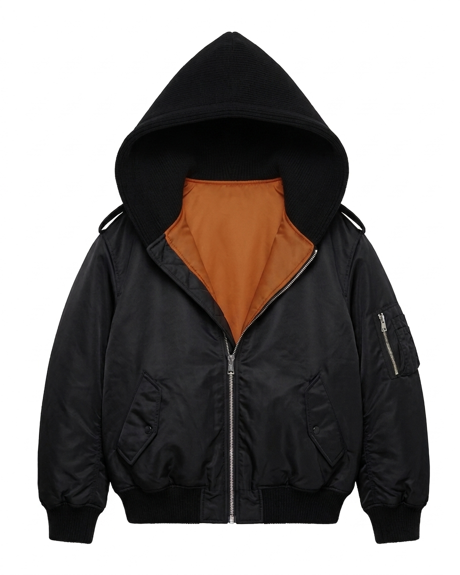 Nylon Hoodie Bomber