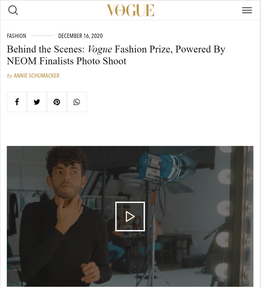 Vogue Arabia - Behind the Scenes: Vogue Fashion Prize