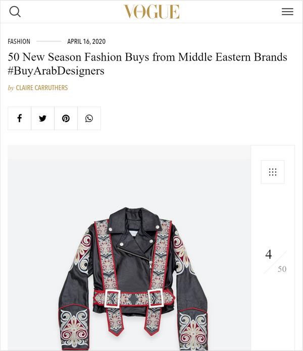 Vogue Magazine - 50 New Season Fashion Buys from Middle Eastern Brands #BuyArabDesigners