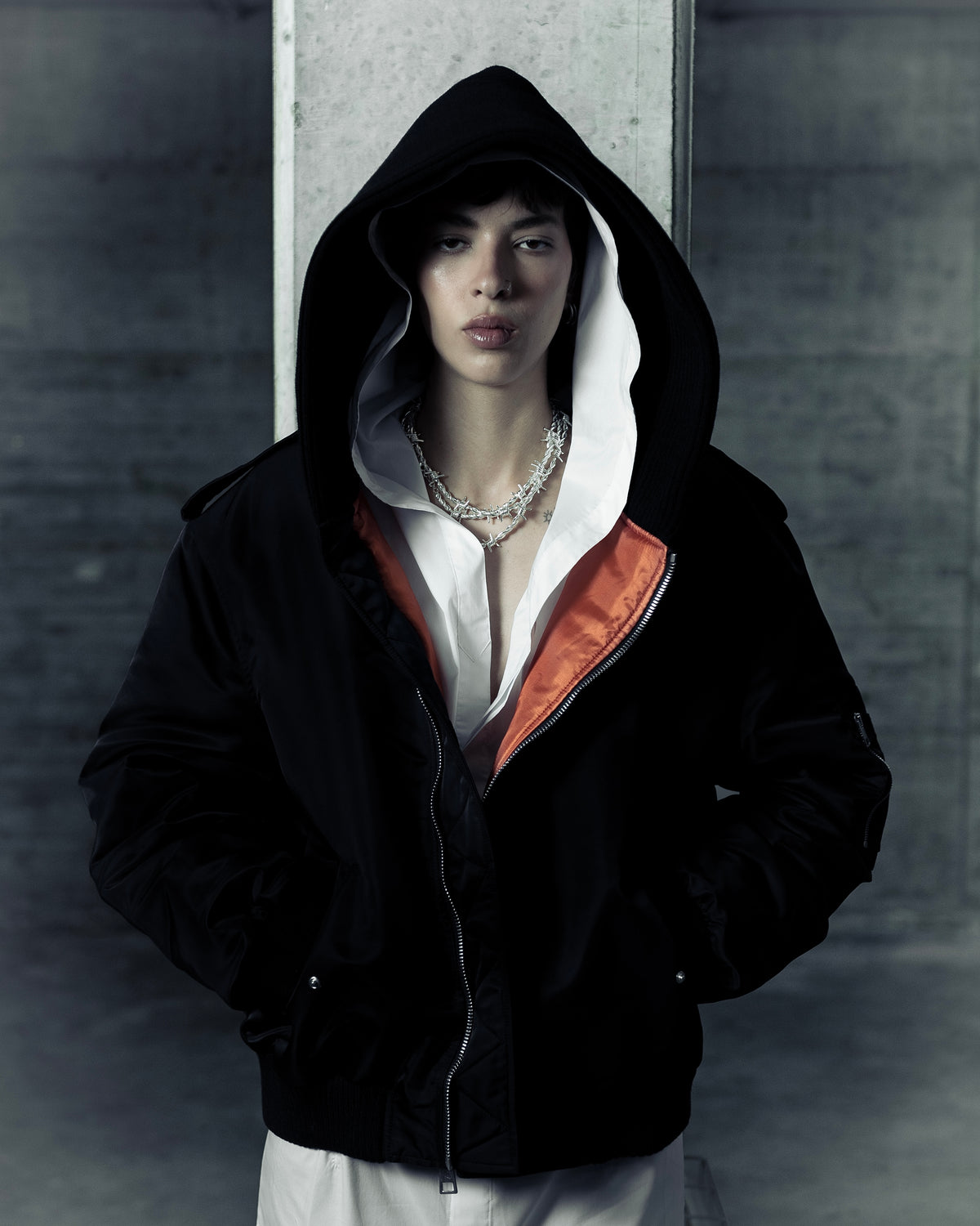Nylon Hoodie Bomber