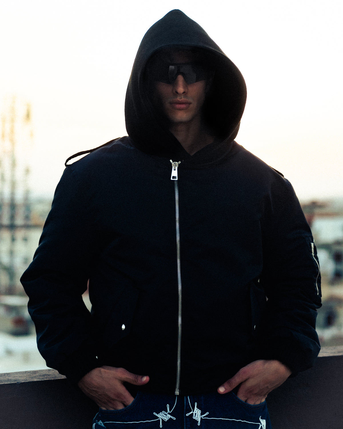 Nylon Hoodie Bomber